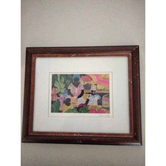 Anne W Ray Vintage Caribbean Lithograph Signed Matted and framed - Picture 2 of 6